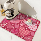 Valentine's Day Dish Drying Mat 18 x 24 Inch Heart Shaped Pattern Dish Drying - Image 7