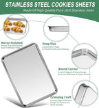 Baking Sheets Set of 2, HKJ Chef Cookie Sheets 2 Pieces Stainless Steel Baking - Image 3