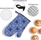 Chinoiserie Blue and White Floral Oven Mitts and Pot Holders Sets of 3 - Image 6