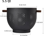 Metal Colander with Wood Handle and Stable Base, Powder Coated Steel Kitchen - Image 2