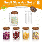 6oz Small Glass Jars with Wood Lid Spice Jar Round Food Storage Canister Clear - Image 2