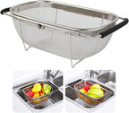 AJIODA Over The Sink Colander, 4 Quarts Stainless Steel Oval Colander by AJIODA