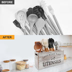 Rustic White Wooden Utensil Holder - Image 7