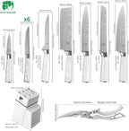 FULLHI 14pcs Block Knife Set, Chef's Knife Steak Knives Set - Image 2