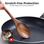 HANSGO Wooden Spoons for Cooking, 12Inch Wood Serving Spoons for Nonstick Pans - Image 4