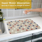 Patriotic July of 4th Blue Red White Star Dish Drying Mat - Image 7