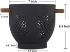 Metal Colander with Wood Handle and Stable Base, Powder Coated Steel Kitchen - Image 2