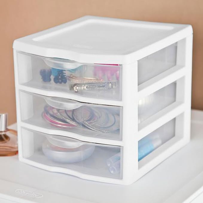 Sterilite 12-Pack Clearview 3-Drawer Cart, Small Plastic Storage Organizer - Image 7