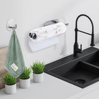 Paper Towel Holder with 2 Hooks-Under Cabinet Paper Towel Holder - Image 3