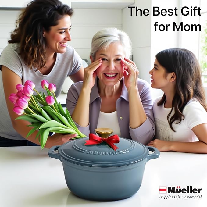 MUELLER HOME 7.5 Quart Enameled Cast Iron Pot Dutch Oven, Heavy-Duty, Oven-Safe - Image 5