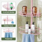 HAMITOR Corner Shower Caddy Tension Pole: 4-Tier Rust-Resistant Adjustable - Image 5
