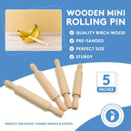 Wooden Mini Rolling Pin, 5 Inches Long, Crafting and Imaginative Play, by - Image 3
