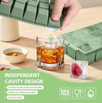 Silicone Ice Cube Tray with Locks Lids, Easy Release Flexible 15 Square Ice - Image 4