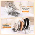 Adjustable Pot Lid Organizer Rack, 9 Compartments Cabinet Storage Holder - Image 4