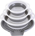 Collapsible Colander Set with Oversized Draining Tray | 3-Pack Foldable Kitchen by CLUREN