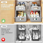 2 Packs 17IN Depth Under Sink Organizer, 2-Tier Pull Out Cabinet Organizer - Image 3