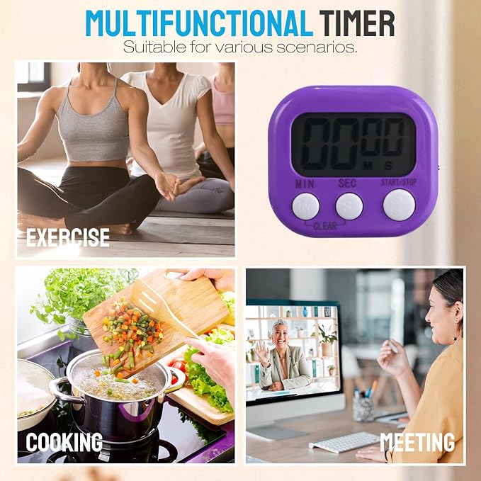Weewooday 24 Pcs Digital Kitchen Timer Magnetic Timer Bulk On/Off Switch Minute - Image 5