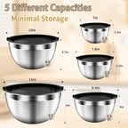 Mixing Bowls with Airtight Lids Set, Large Prep Metal Mixing Bowls - Image 3