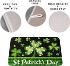 Happy St. Patrick's Day Kitchen Drying Mat Green Plaid Lucky Shamrock Clover - Image 3