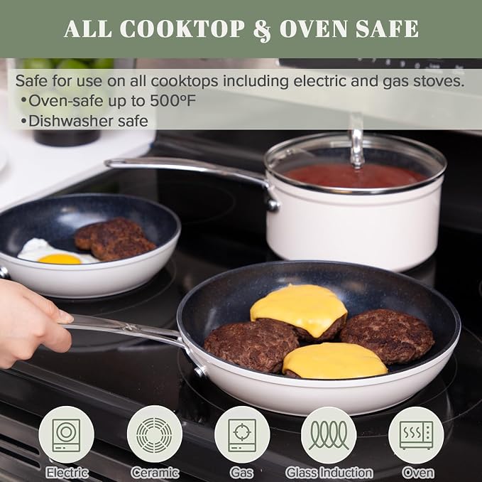 Nuwave 9pc Cookware Set Healthy Duralon Blue Ceramic Nonstick Coated, Diamond - Image 5