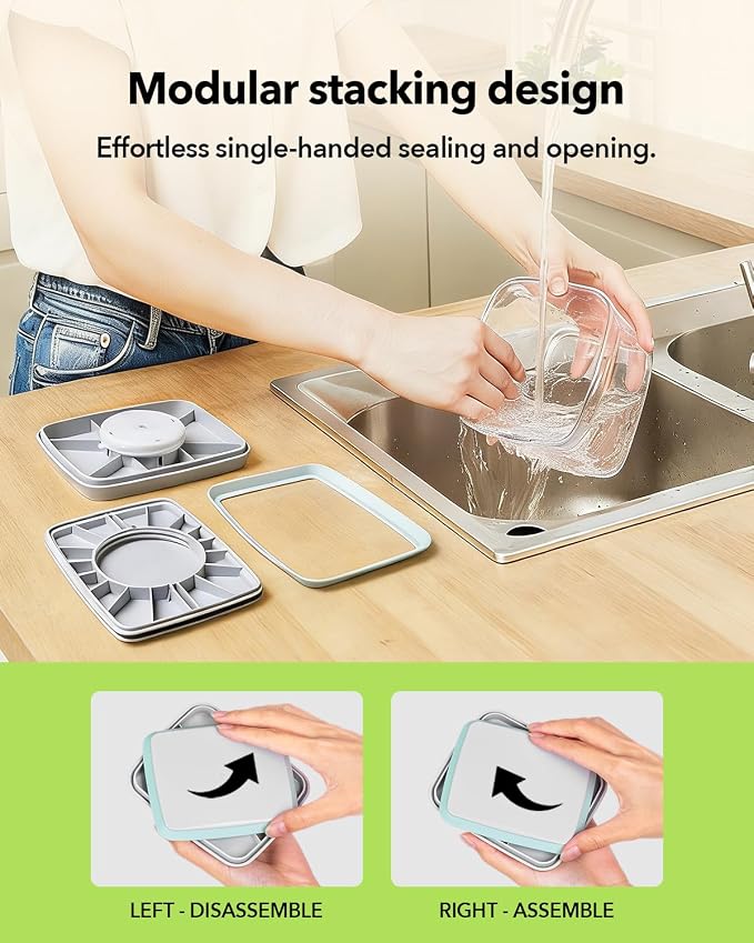 Airtight Food Storage with One-Touch Lid, Stackable Durable PET - Image 5