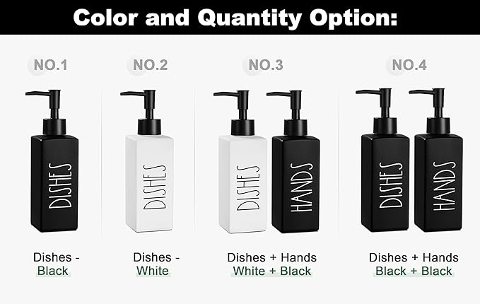 Hand and Dish Soap Dispenser Set, Matte Black Dish Dispenser Bottle - Image 7