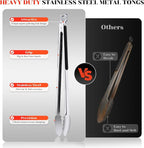 Grilling Tongs - 17 Inch Extra Long Metal Tongs, Heat Resistant Stainless Steel - Image 5