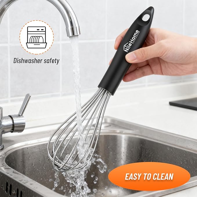 NileHome Silicone Whisk Set 8" 10" Kitchen Whisk Kitchen Wisk Wire Whisks - Image 5