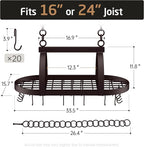 KES 34 Inch Oiled Bronze Hanging Pot Rack, Heavy Duty Oval Pot and Pan Hanging - Image 7