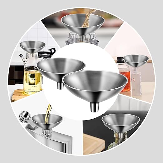 Serinar 2 Piece Small Stainless Steel Filling Mini Funnel, Flask Funnel - Image 5