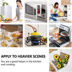 Sunflower Wooden Retro Oven Mitts and Pot Holders Sets of 4, Heat Resistant - Image 8