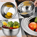 MIKULA Mixing Bowls Set, Large Nesting Bowls 7/6/4.5/3.5/2.5QT, Measuring Cups - Image 8
