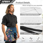 Server Apron with 3 Pockets, Waterproof Oil Waitress Waiter Half Apron - Image 6