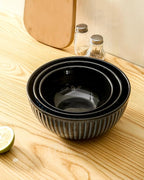 HASENSE Mixing Bowls of 3, Porcelain Ribbed Bowls 1.5/1/0.5 Qt - Image 5