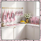 Bencailor 12 Pcs Farmhouse Kitchen Decorations Sets 8 Pink Black Kitchen Dish - Image 7