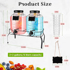 Lallisa 2 Pcs 2 Gallon Glass Drink Dispenser - Image 2