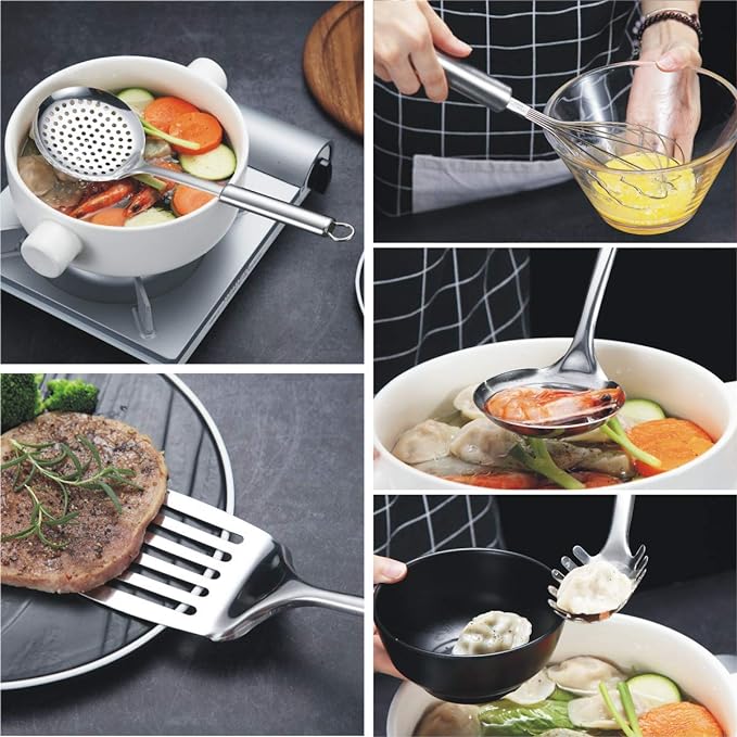 Berglander Cooking Utensil Set 8 Piece, Stainless Steel Kitchen Tool Set - Image 5