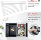 MERRYBOX Roll Up Over The Sink Dish Drying Rack Silicone Wrapped Foldable - Image 3