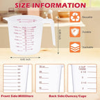 16 Pcs 4 Cup Capacity Plastic Measuring Cup, 32 Oz/1000 ml Clear Graduated - Image 2