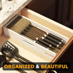 SpaceAid Knife Drawer Organizer Bamboo Insert Dock, Kitchen Steak Knives Holder - Image 4