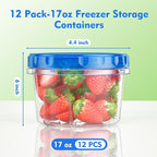 BiuLeon 12 Pack-17oz Freezer Storage Containers, Plastic Food Storage Containers - Image 2