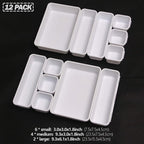 Set of 12 Interlocking Desk Drawer Organizer Tray Dividers Plastic Shallow - Image 2