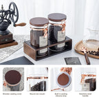 Glass Coffee Canister Set with Wooden Shelf, 2 Pack 45oz Airtight Food Storage - Image 4