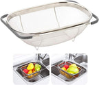 AJIODA Over The Sink Colander, 6 Quarts Stainless Steel Oval Colander by AJIODA
