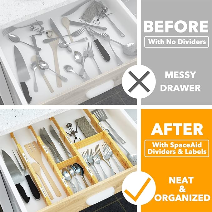 SpaceAid Bamboo Drawer Dividers - Image 2