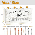 Large and Durable Retro White Wooden Kitchen Utensil Holder - Image 2