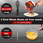 Silicone Whisks set with 7+5in mini stainless steel whisk, Non Scratch Coated - Image 8
