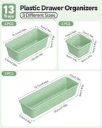 Canfanni 13 Pack Plastic Drawer Organizers Set, 3 Sizes Desk Drawer Organizer - Image 2