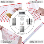 Rolling Pin and Silicone Baking Pastry Mat Set, Stainless Steel Dough Roller - Image 5