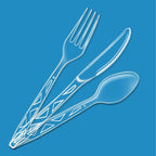 Amazon Basics Disposable Clear Plastic Cutlery Set, Large Combo Pack Forks - Image 2